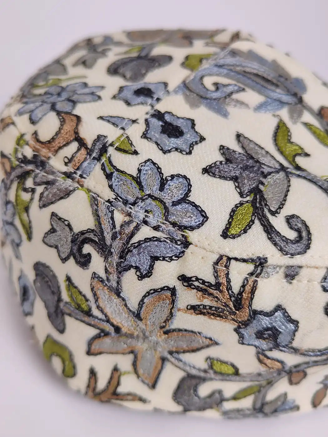 White Cream Stylish Cap with Nalki Aari Work