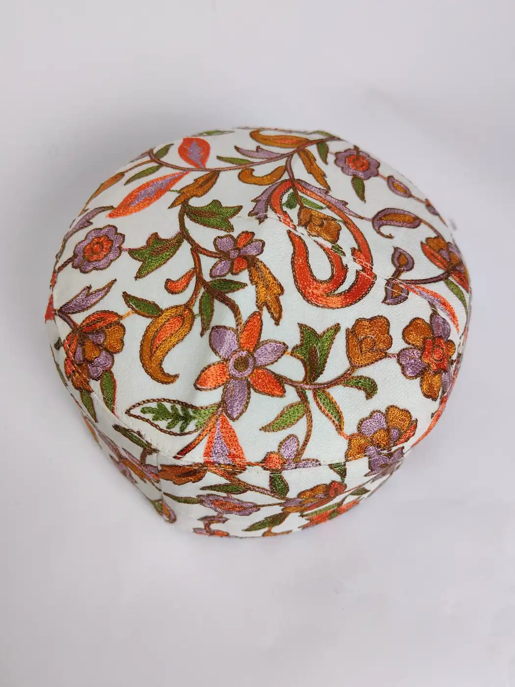 Classic Nalki Aari Embroidery White Stylish Cap