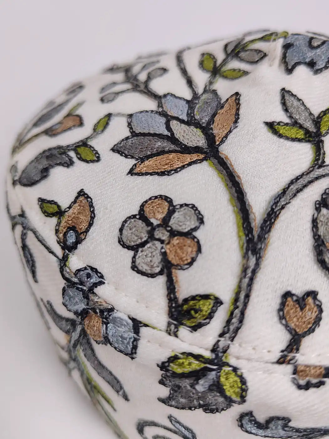 White Mens Cap with Nalki Aari Work