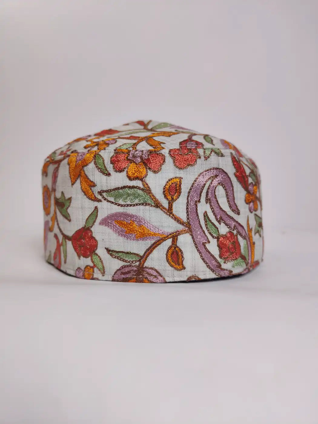 Designer Nalki Aari Embroidery Cap in Grey