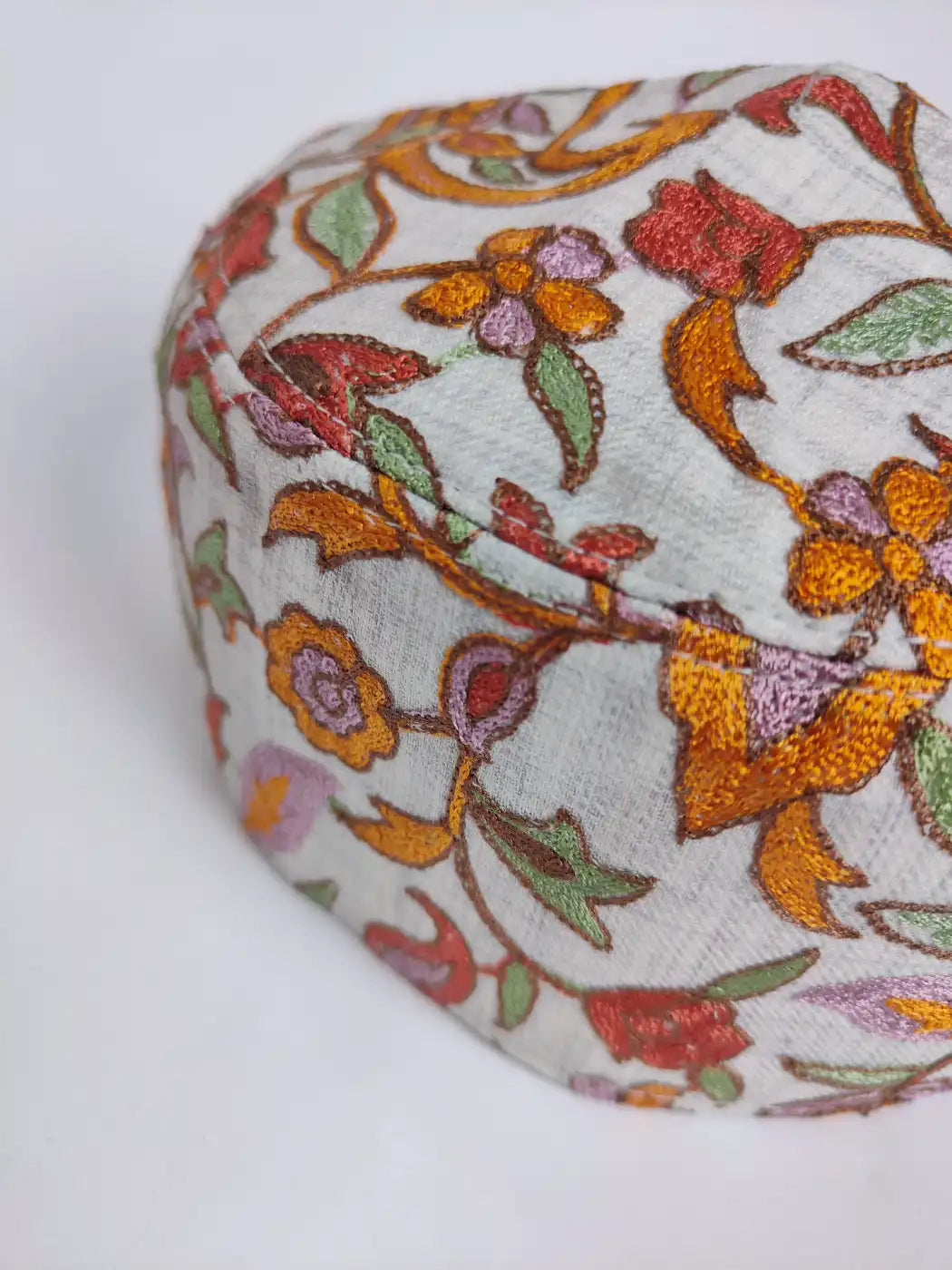 Designer Nalki Aari Embroidery Cap in Grey