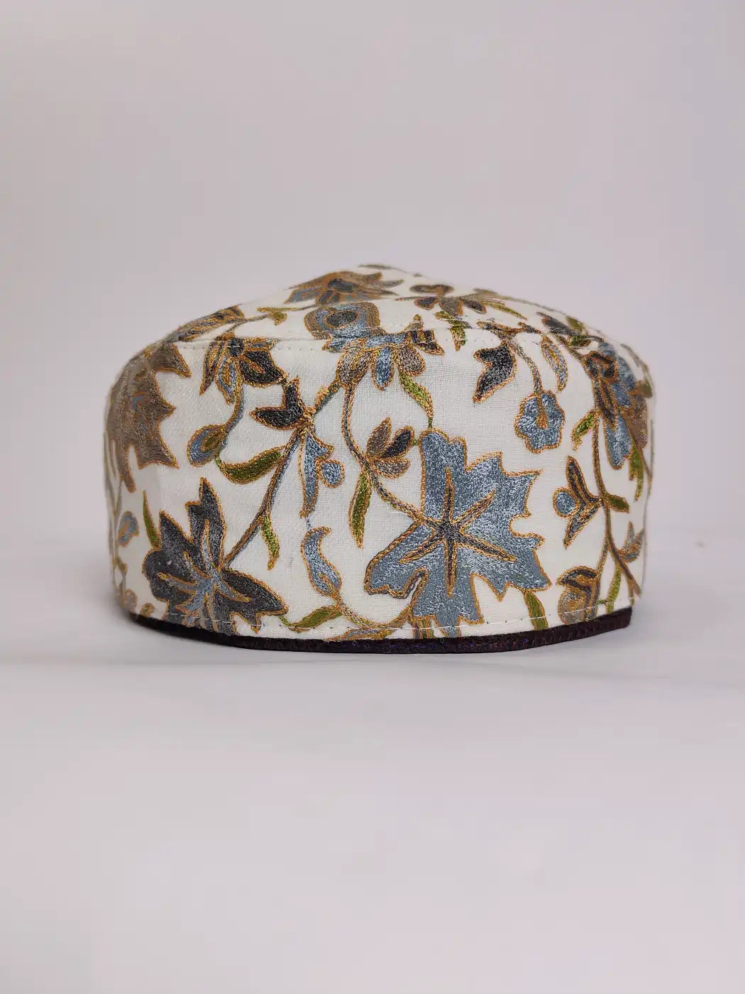 White Unique Nalki Aari Embroidery Cap