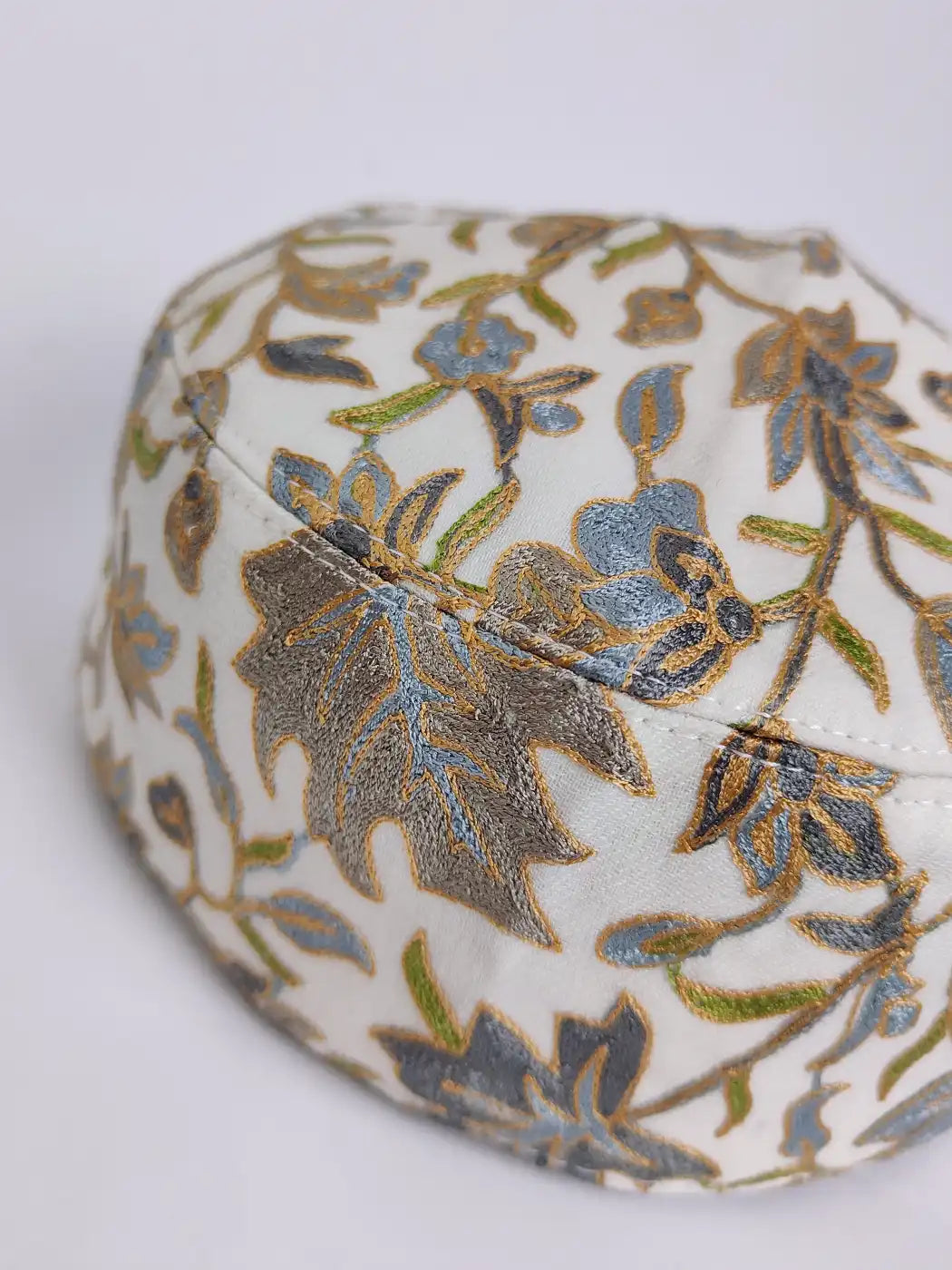 White Unique Nalki Aari Embroidery Cap