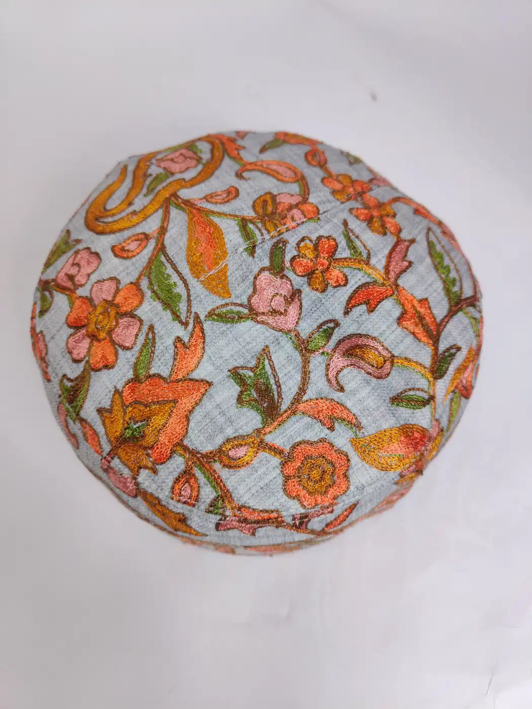 Grey Stylish Kufi Cap with Nalki Aari Embroidery