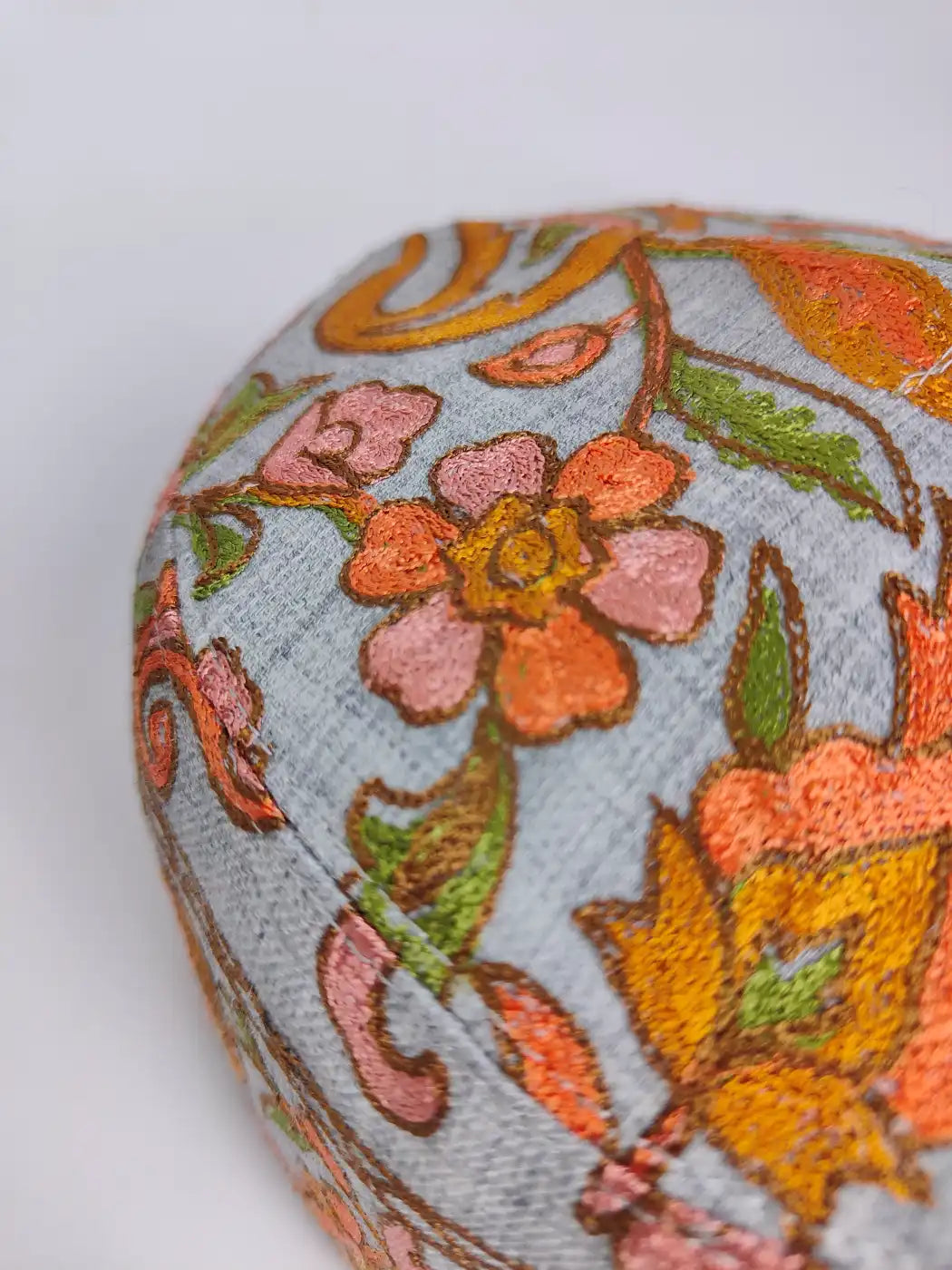 Grey Stylish Kufi Cap with Nalki Aari Embroidery