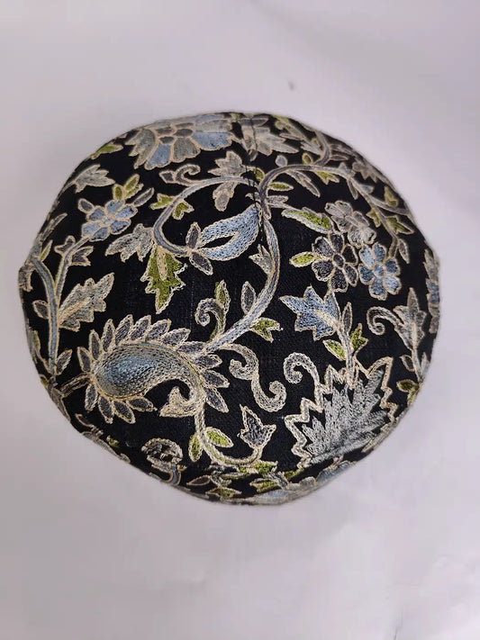 black cap top side in nalki aari work