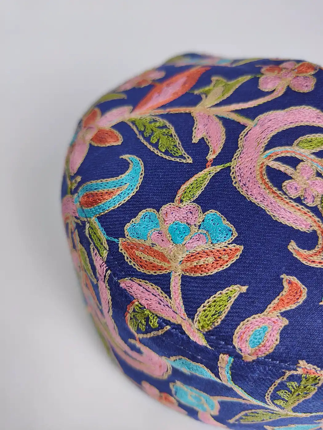 Dark Blue Nalki Aari Embroidery Cap