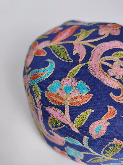 Dark Blue Nalki Aari Embroidery Cap