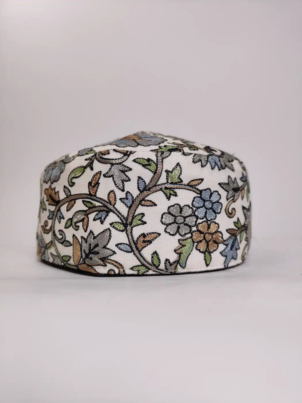 Classic White Cap with Nalki Aari Embroidery