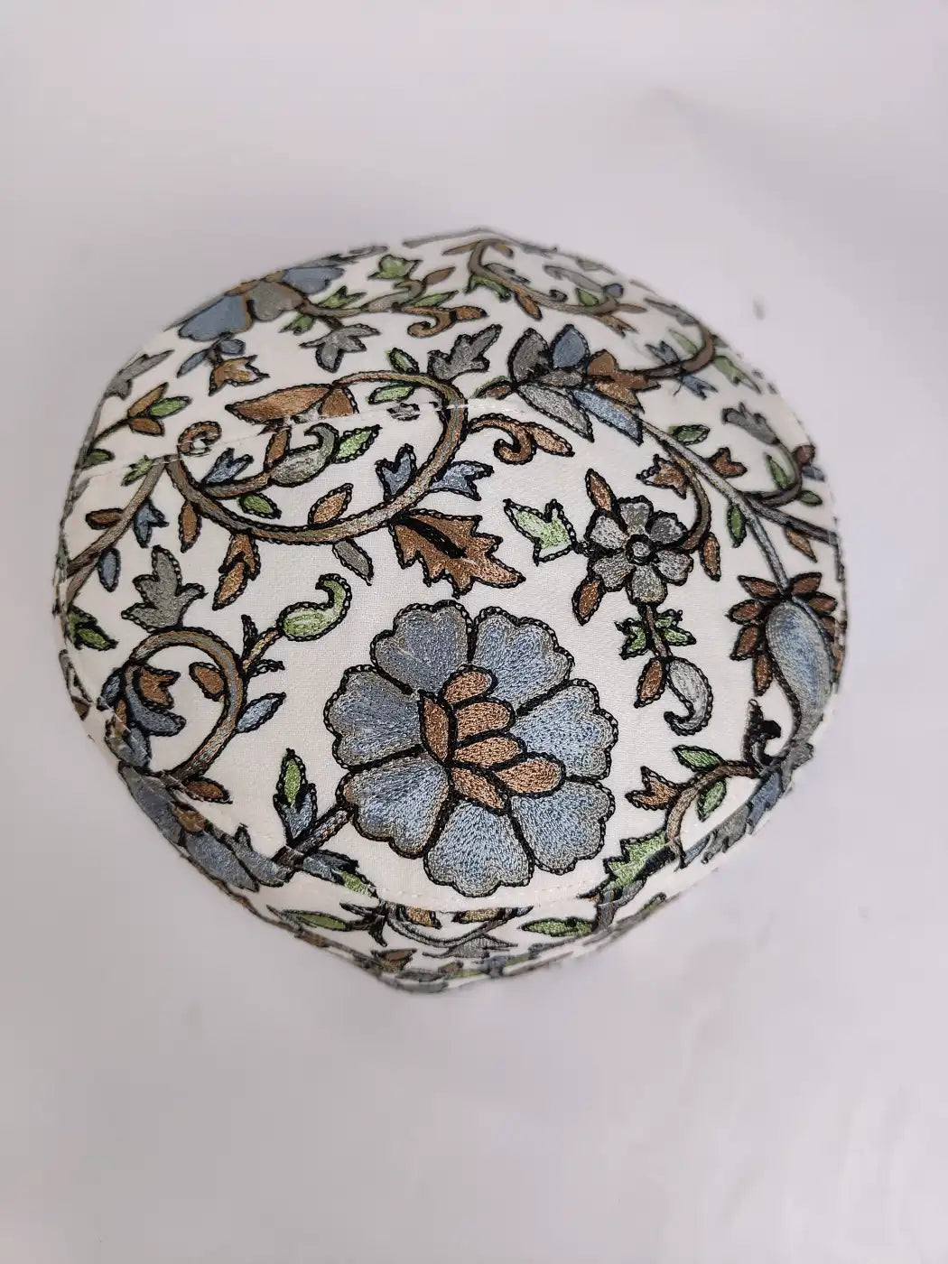 Classic White Cap with Nalki Aari Embroidery