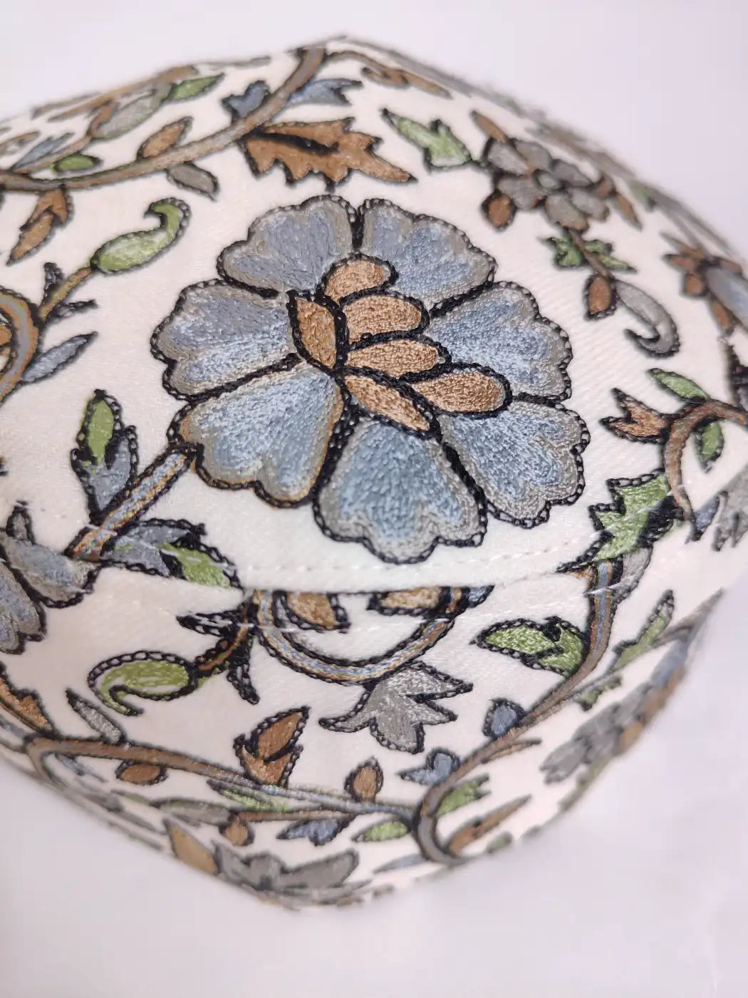 Classic White Cap with Nalki Aari Embroidery