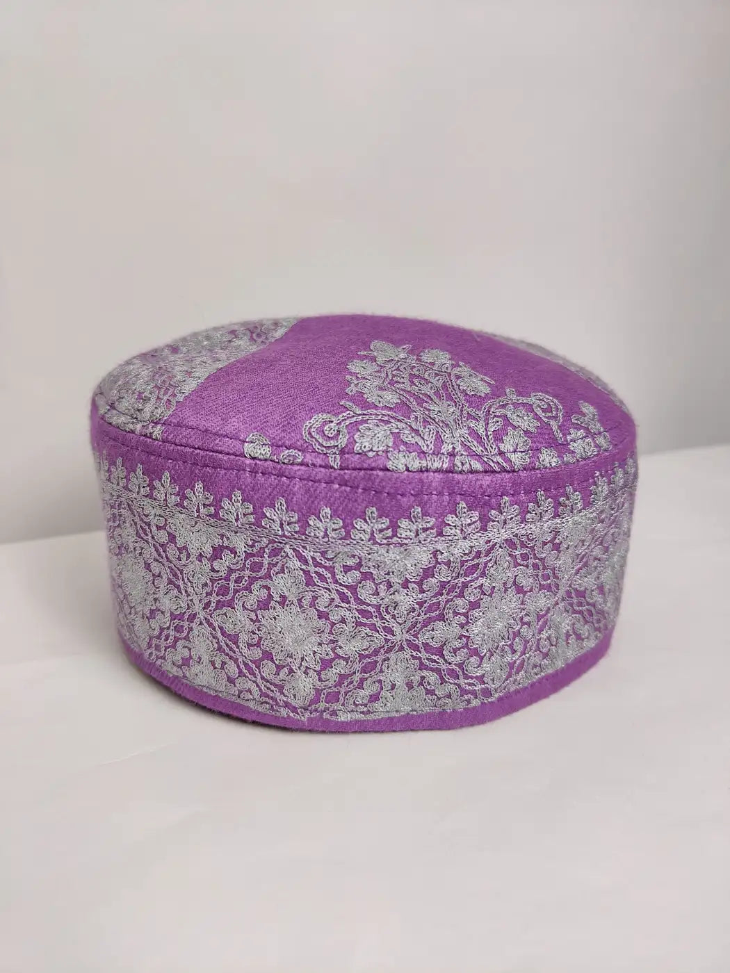 nalki work Kashmiri cap in purple 