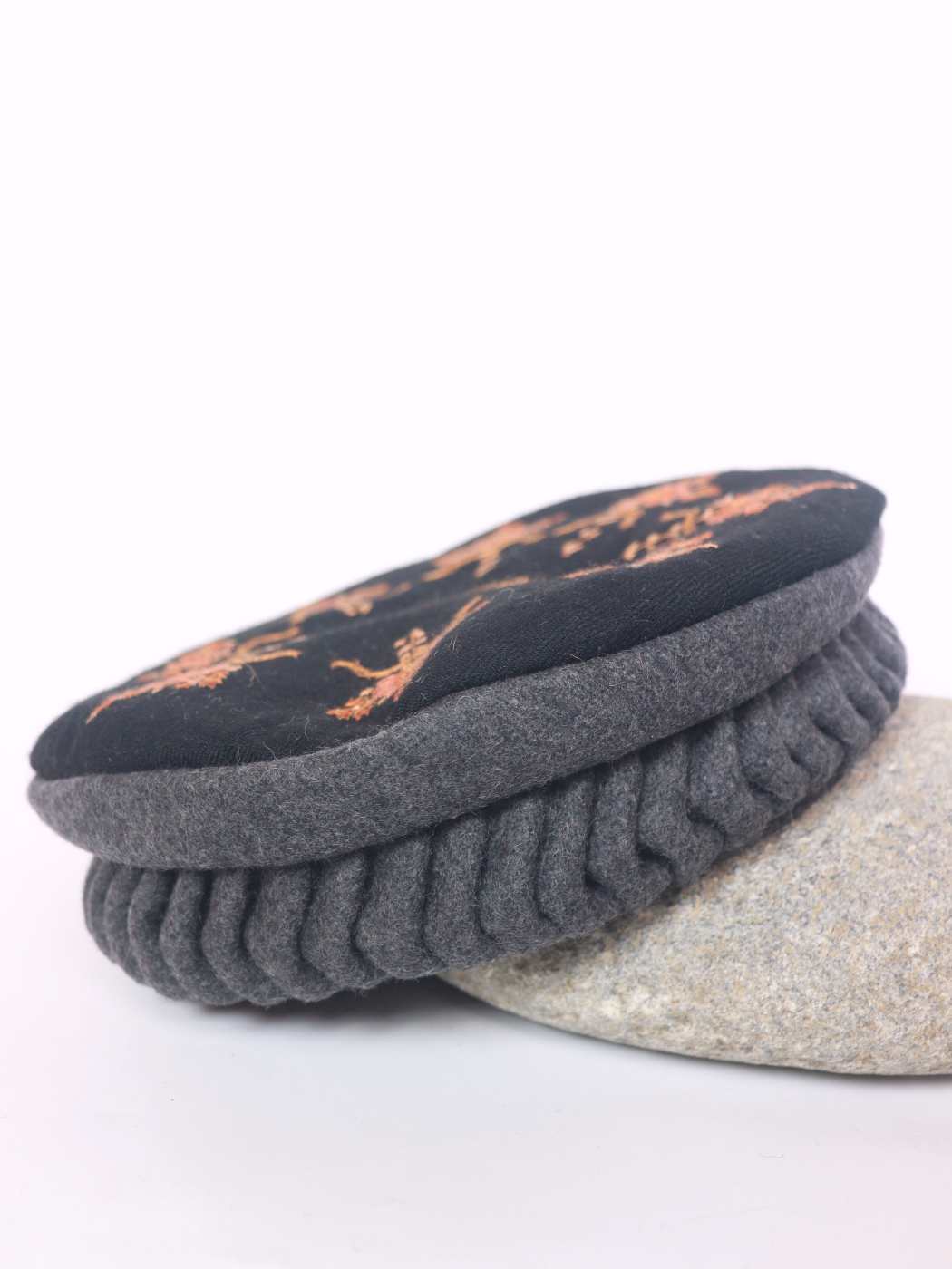 Afghani Latest Black Stylish Pakol Cap with Hand Sozni Embroidery