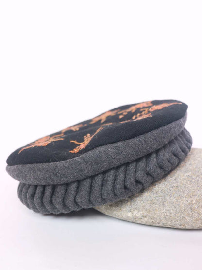 Afghani Latest Grey Stylish Pakol Cap with Hand Sozni Embroidery