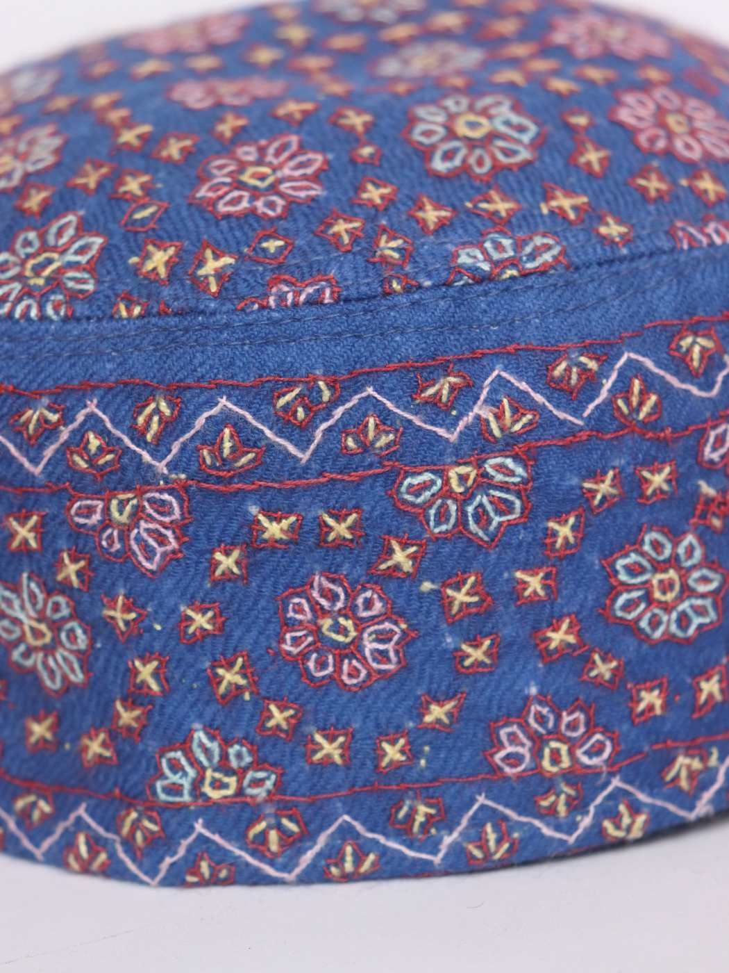 Pure Pashmina Blue Zubair Cap with Kashmiri Hand Sozni Embroidery