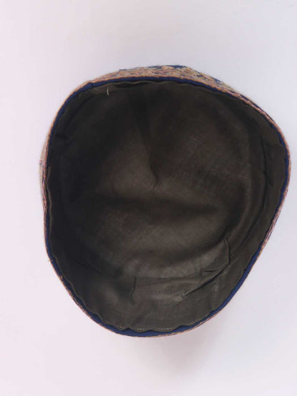 Kashmiri Hand Sozni Embroidered Pure Pashmina Cap in Blue