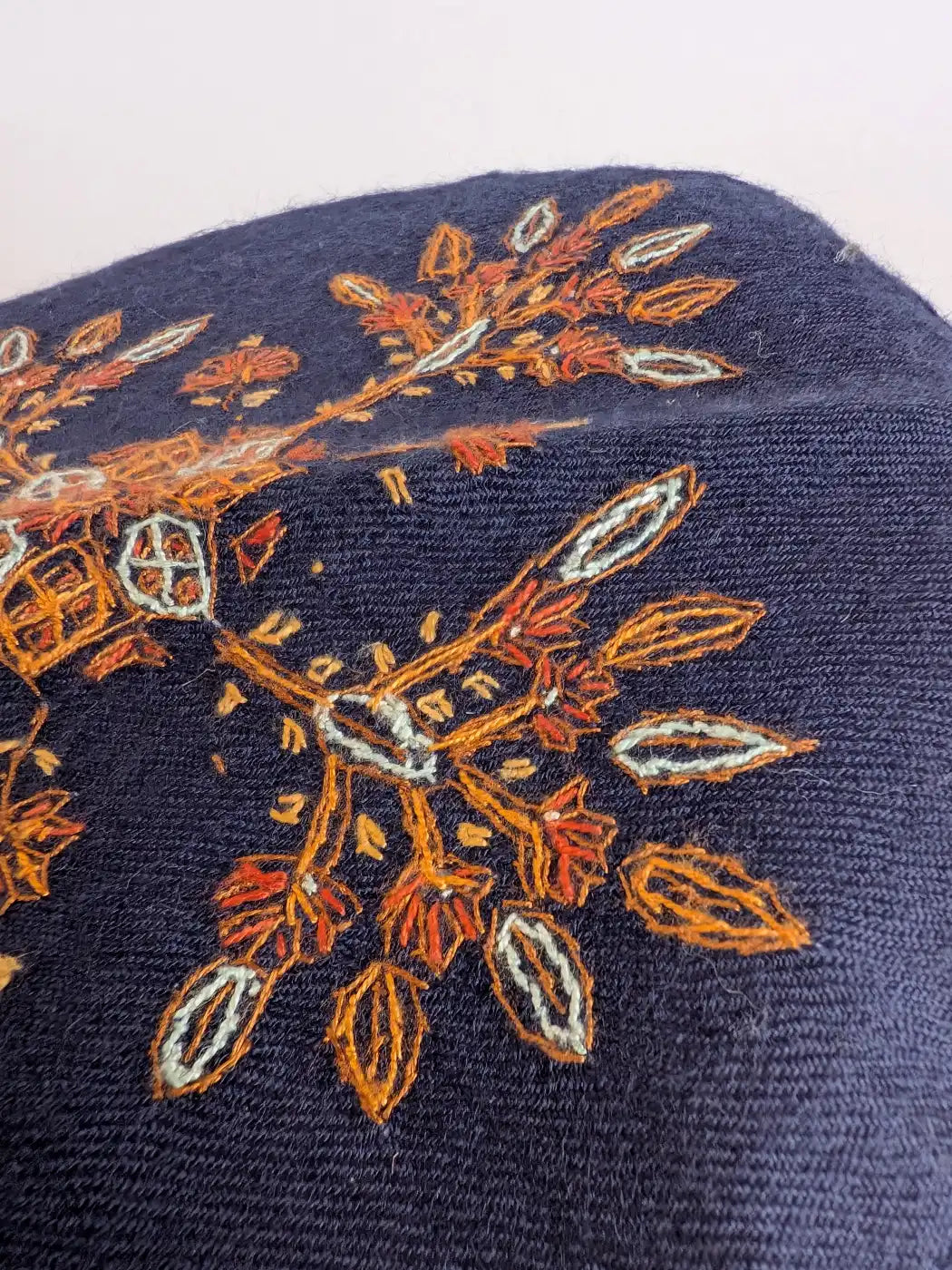 Navy Blue Kashmiri Abdullah Toosha Cap with Hand Sozni Embroidery