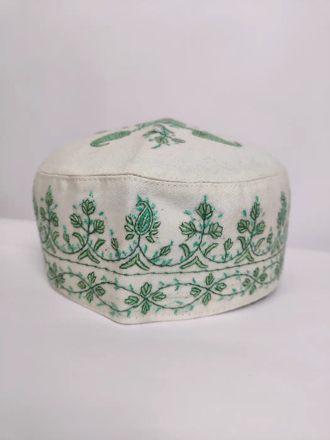 Kashmiri unique cap in cream colour with hand sozni embroidery