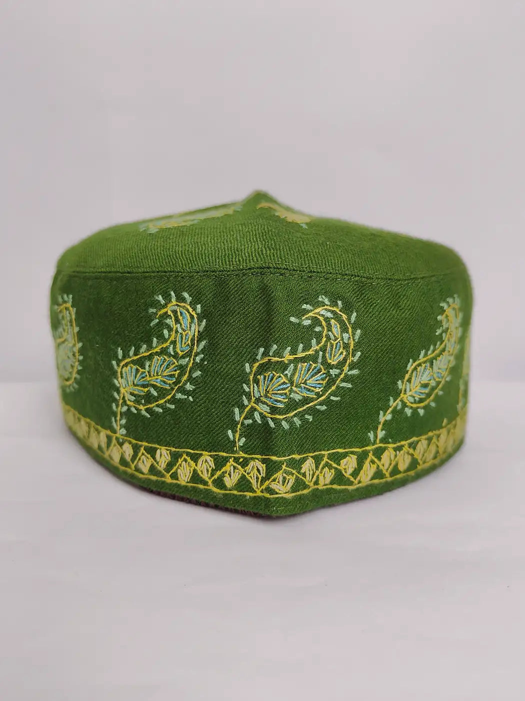 Kashmiri Green cab with badam embroidery in Sozni embroidery on sides