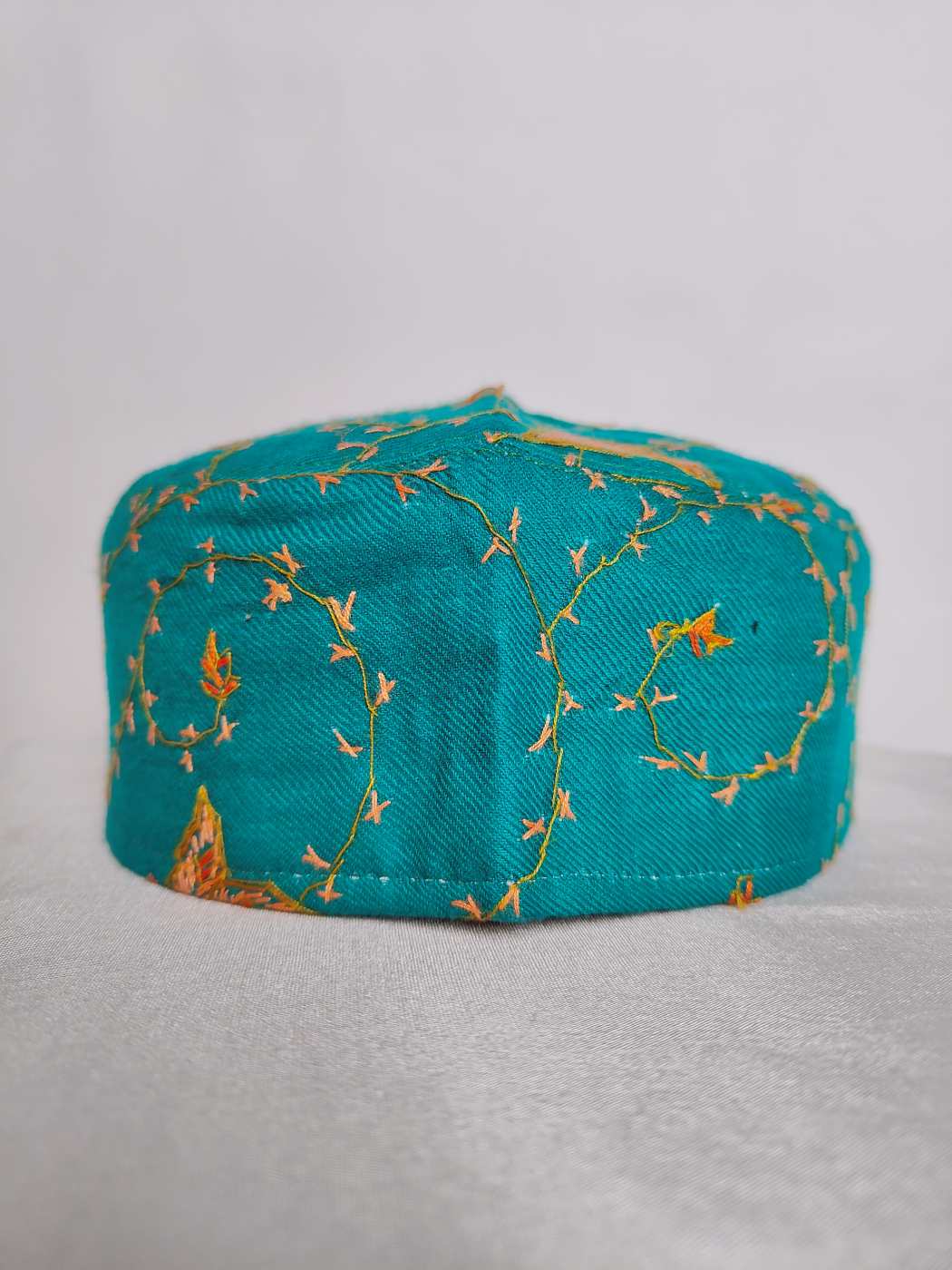Habib Toosha Sea Green Cap with Kashmiri Hand Sozni Embroidery