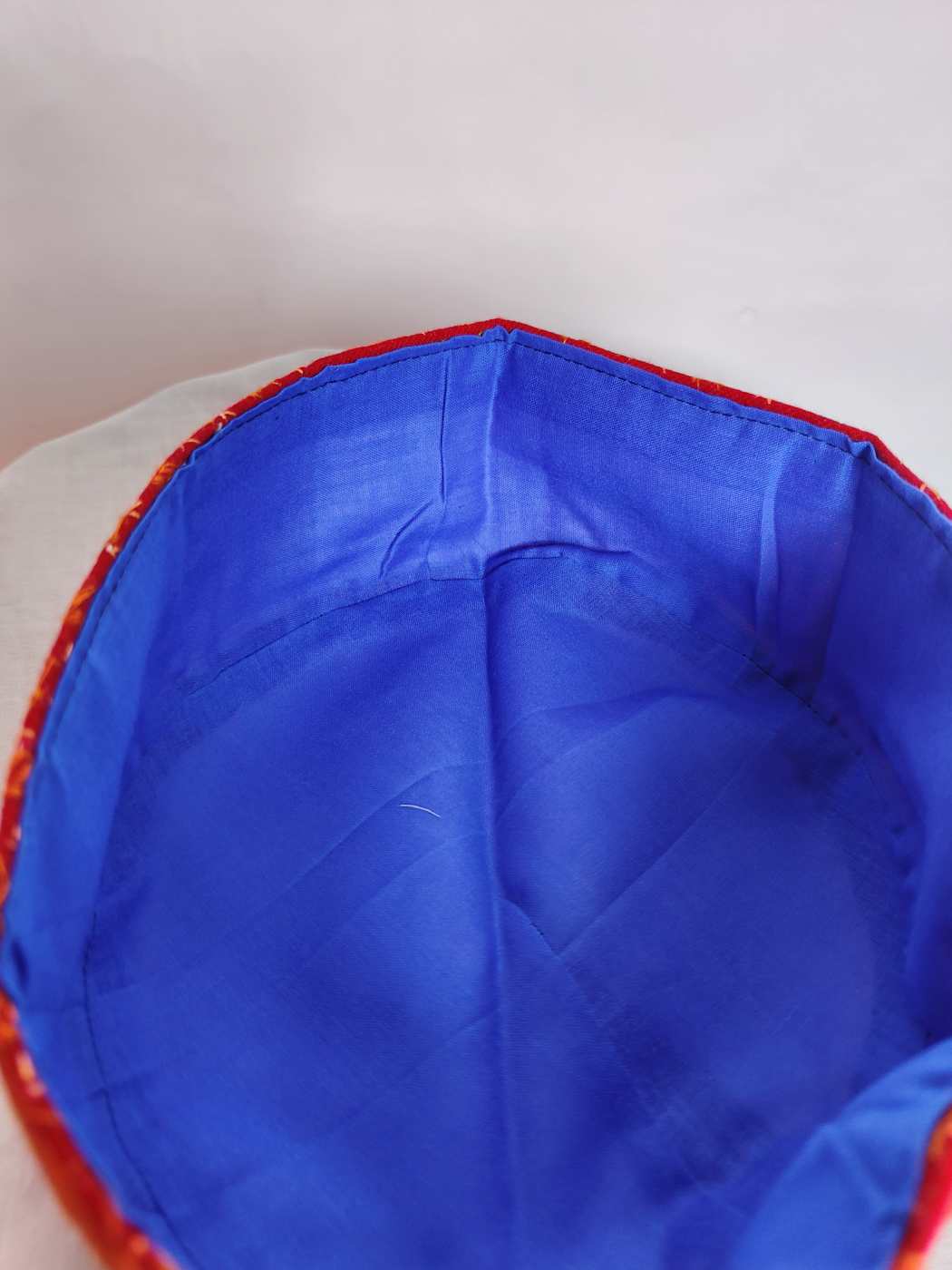 Red Toosha Cap with Kashmiri Hand Sozni Embroidery Raees