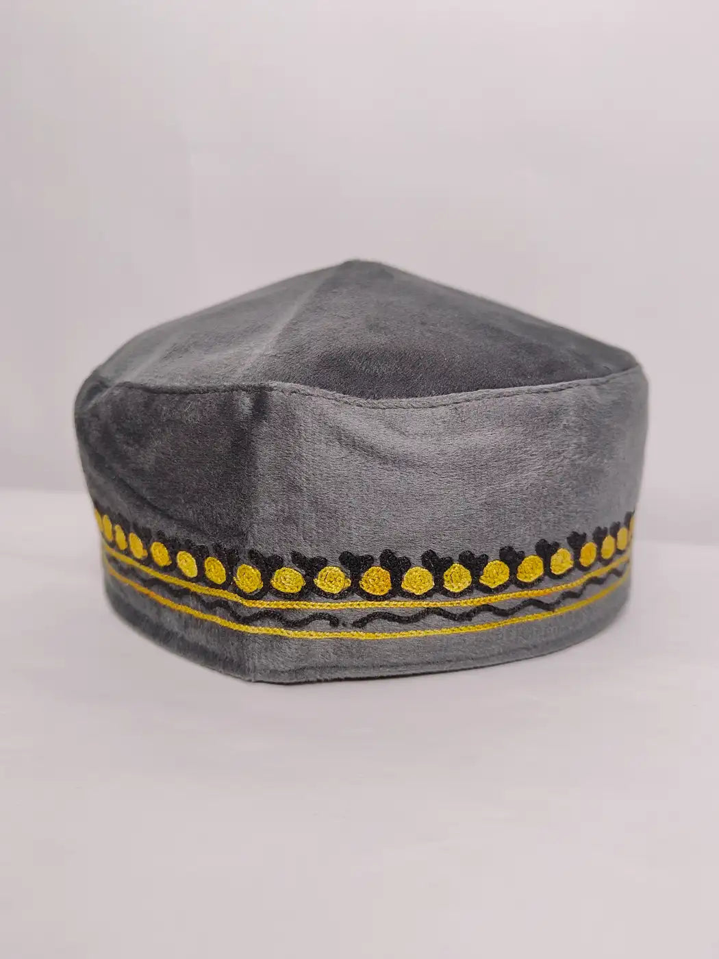 grey velvet cap for gents from Kashmir 