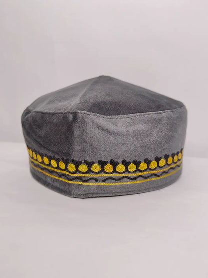 grey velvet cap for gents from Kashmir 