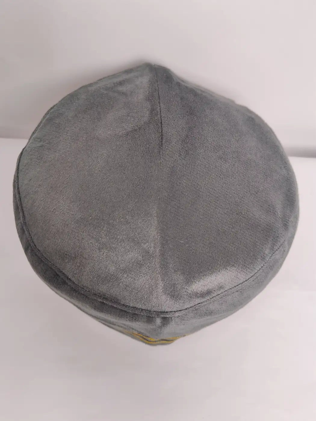 mens cap top side in grey velvet 
