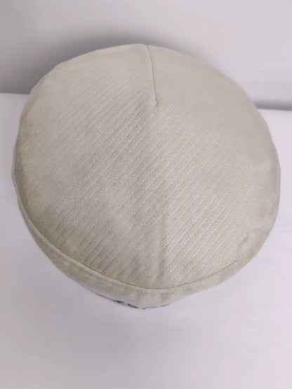 round Kashmiri cap in white velvet top side