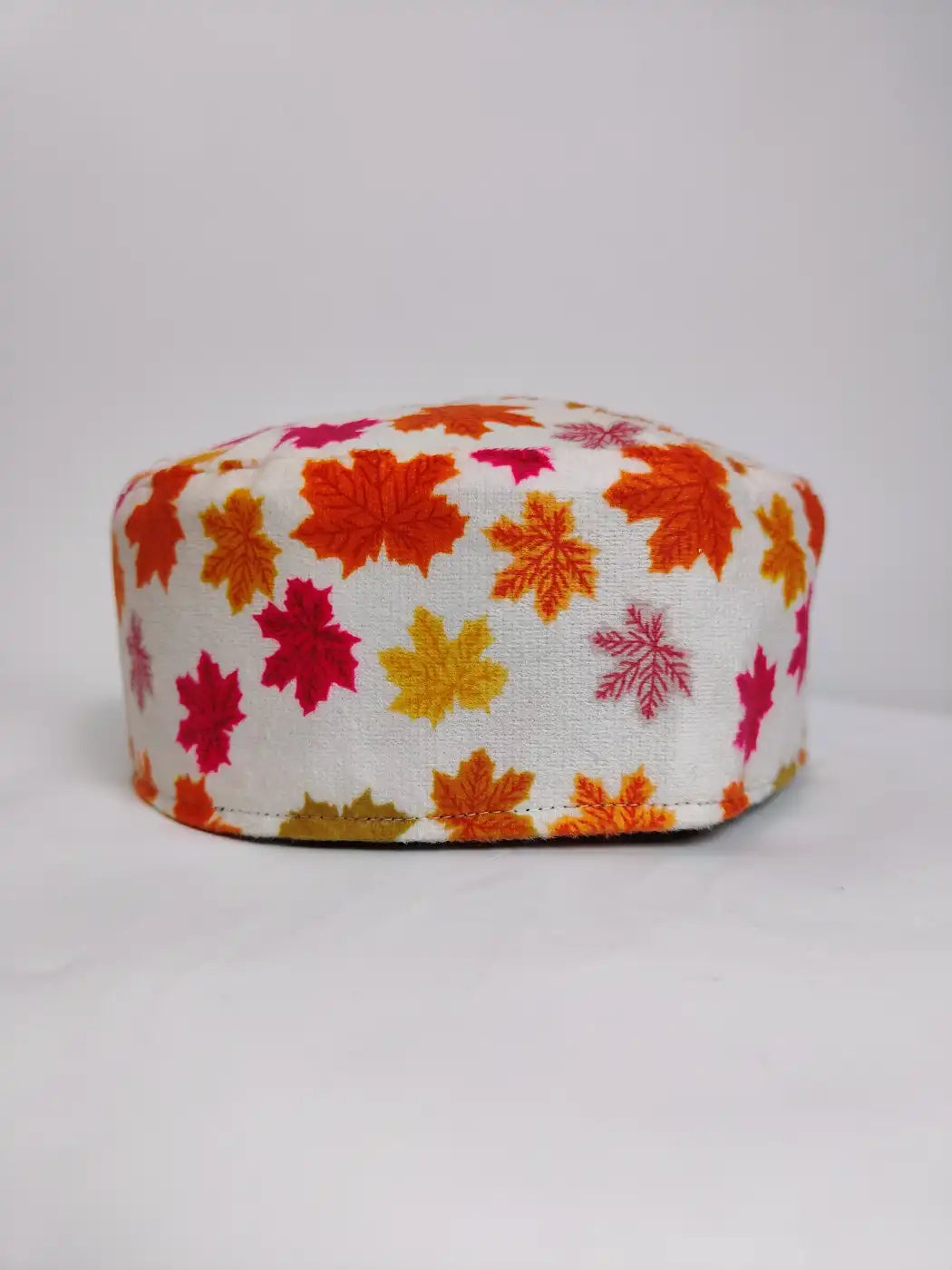Velvet Round White Kani Cap | Chinar Design