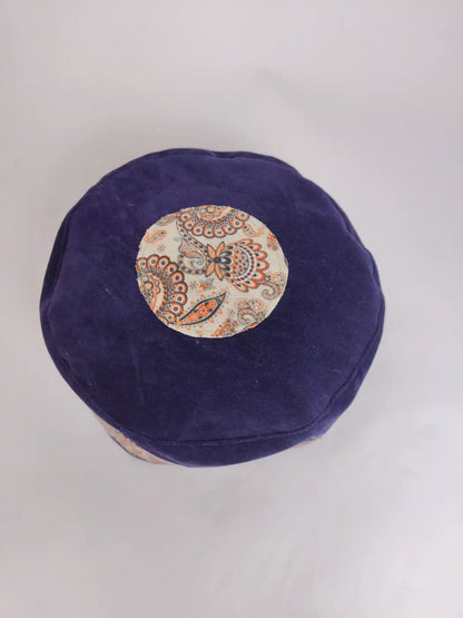 navy blue foldable cap in velvet with kani print touch