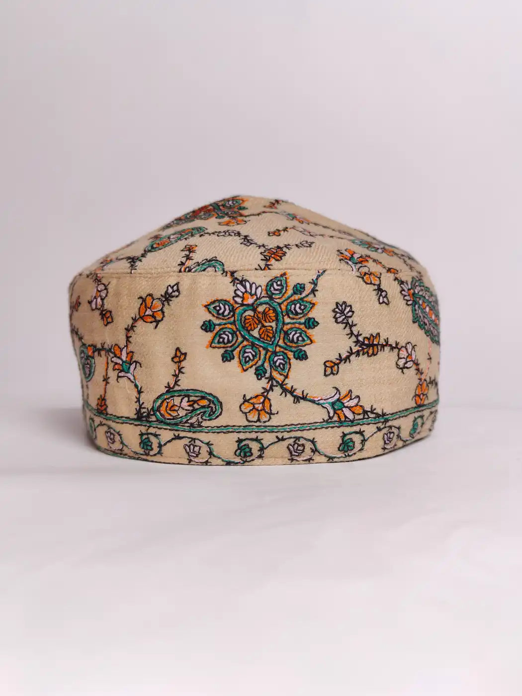 Unique Beige Cap with Sozni Work
