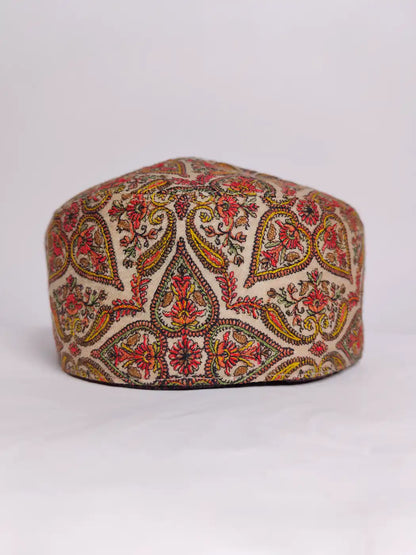 Habib Beige Cap with Needlework Sozni  Jamawar