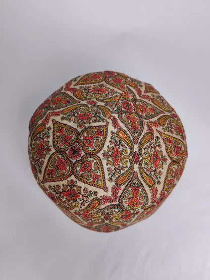 Habib Beige Cap with Needlework Sozni  Jamawar