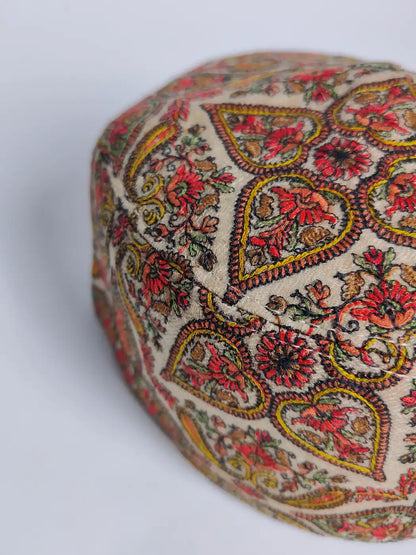 Habib Beige Cap with Needlework Sozni  Jamawar