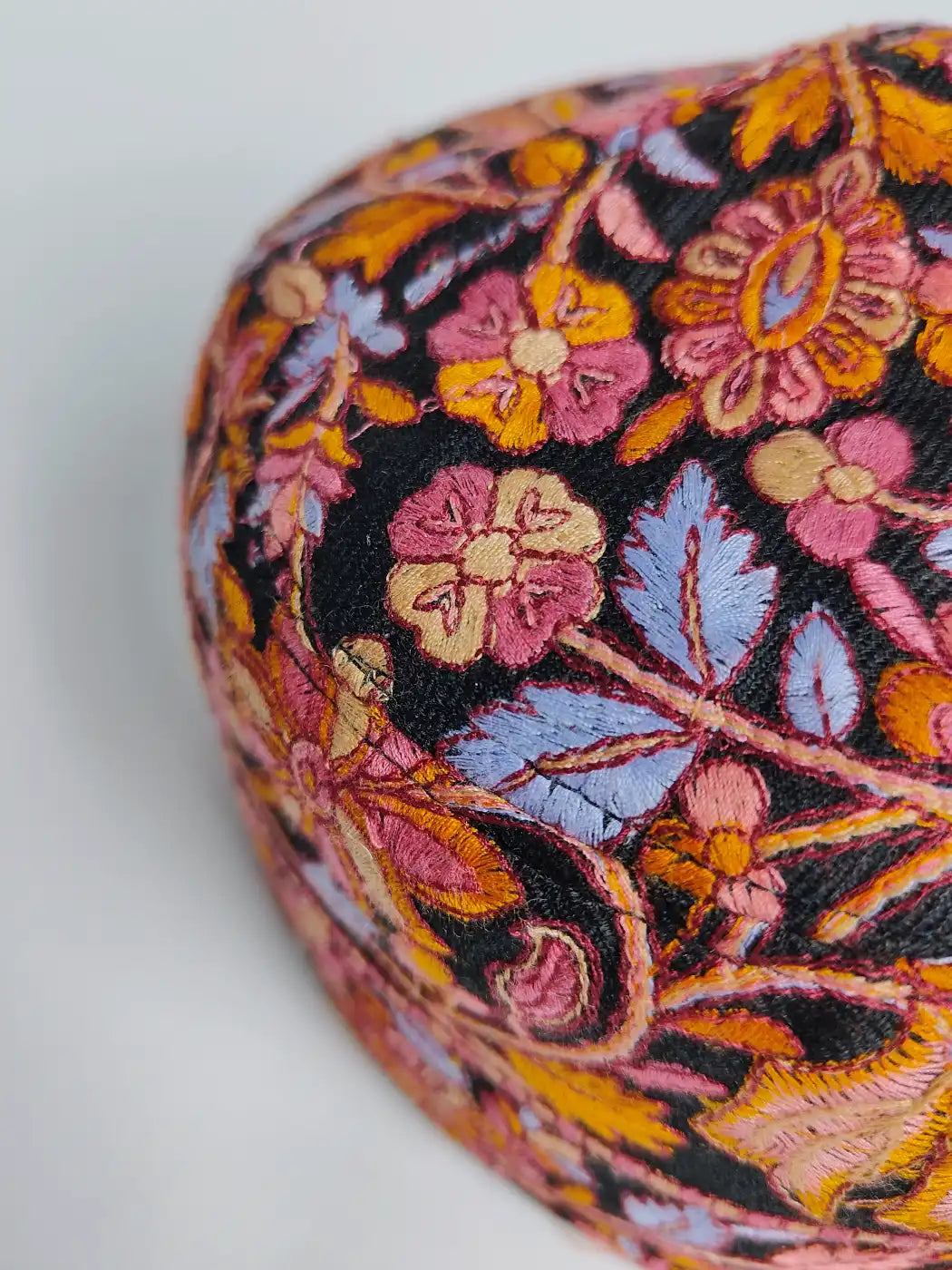 Basir Paper Machie Jamawar Work Mens Black Cap