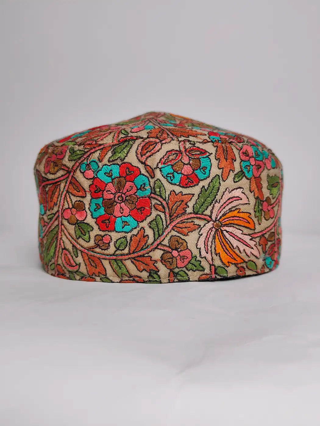 Waqar Paper Machie Beige Jamawar Gents Cap