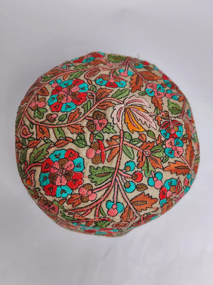 Waqar Sozni Paper Machie Beige Jamawar Gents Cap
