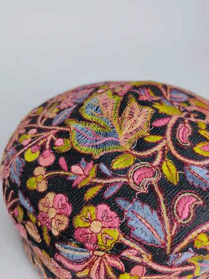 Handmade Sozni Jamal Paper Machie Jamawar Black Cap