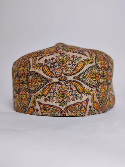 Shaan Needlework Sozni Jamawar Gents Beige Cap
