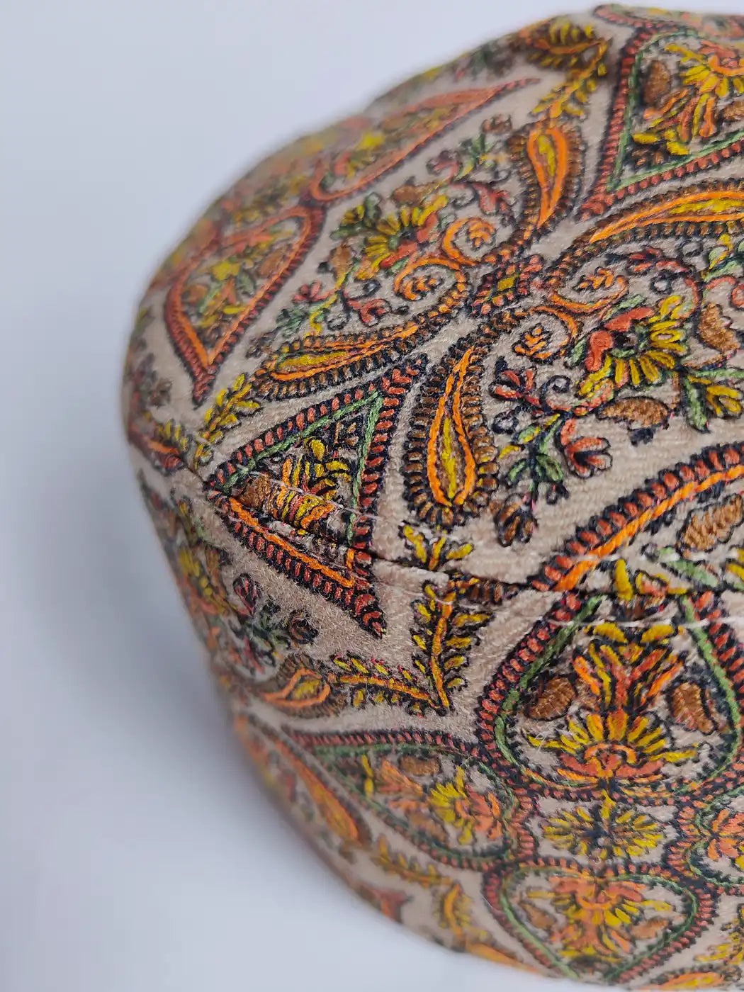 Shaan Needlework Jamawar Gents Beige Cap