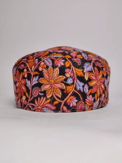 Absar Sozni Paper Machie Jamawar Foldable Black Cap Rawayat
