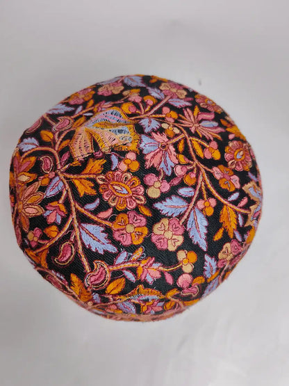 Absar Sozni Paper Machie Jamawar Foldable Black Cap Rawayat