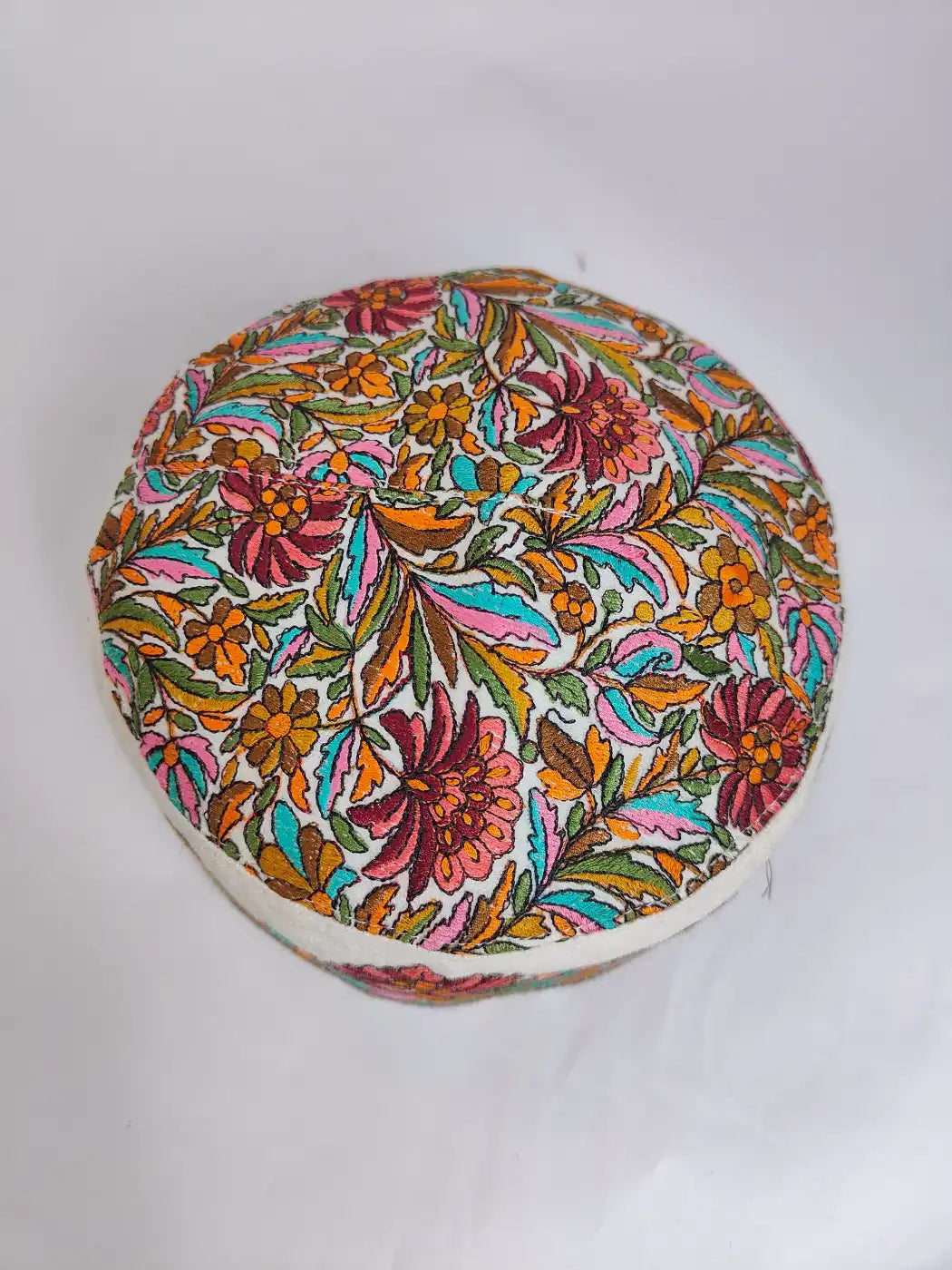 Nazakat White Paper Machie Jamawar Stylish Cap