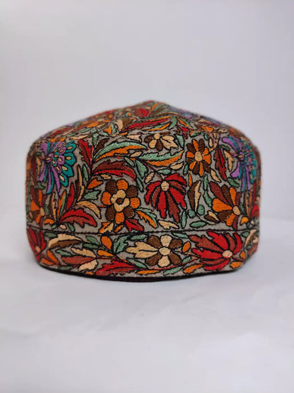 Classic Beige Cap with Sozni Paper Machie Jamawar Work