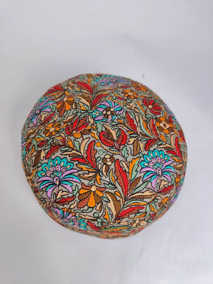 Classic Beige Cap with Sozni Paper Machie Jamawar Work