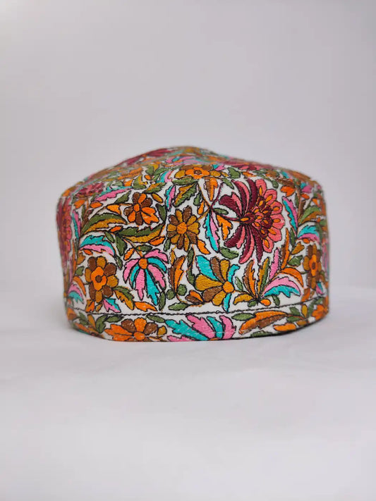 Handmade Beige Zeenat Cap with Paper Machie Jamawar Work