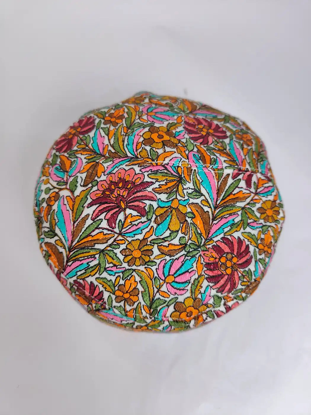 Handmade Beige Zeenat Cap with Paper Machie Jamawar Work