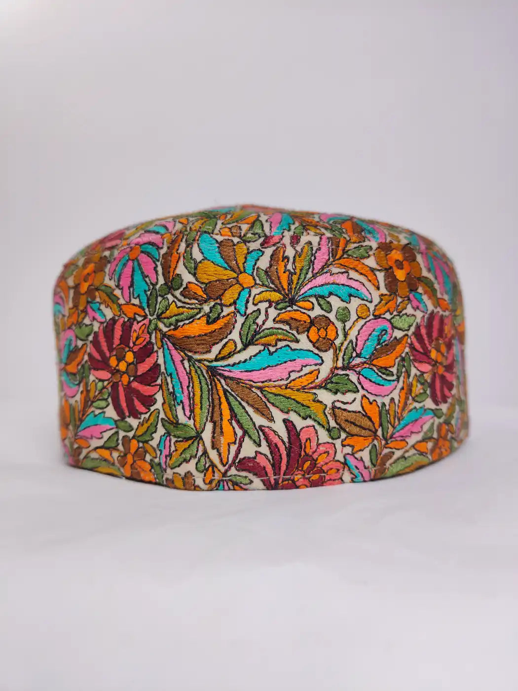 Mehfil Sozni Paper Machie Jamawar Work Designer Beige Cap