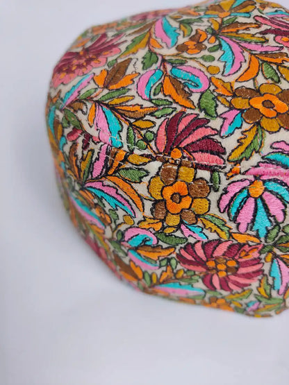 Mehfil Sozni Paper Machie Jamawar Work Designer Beige Cap